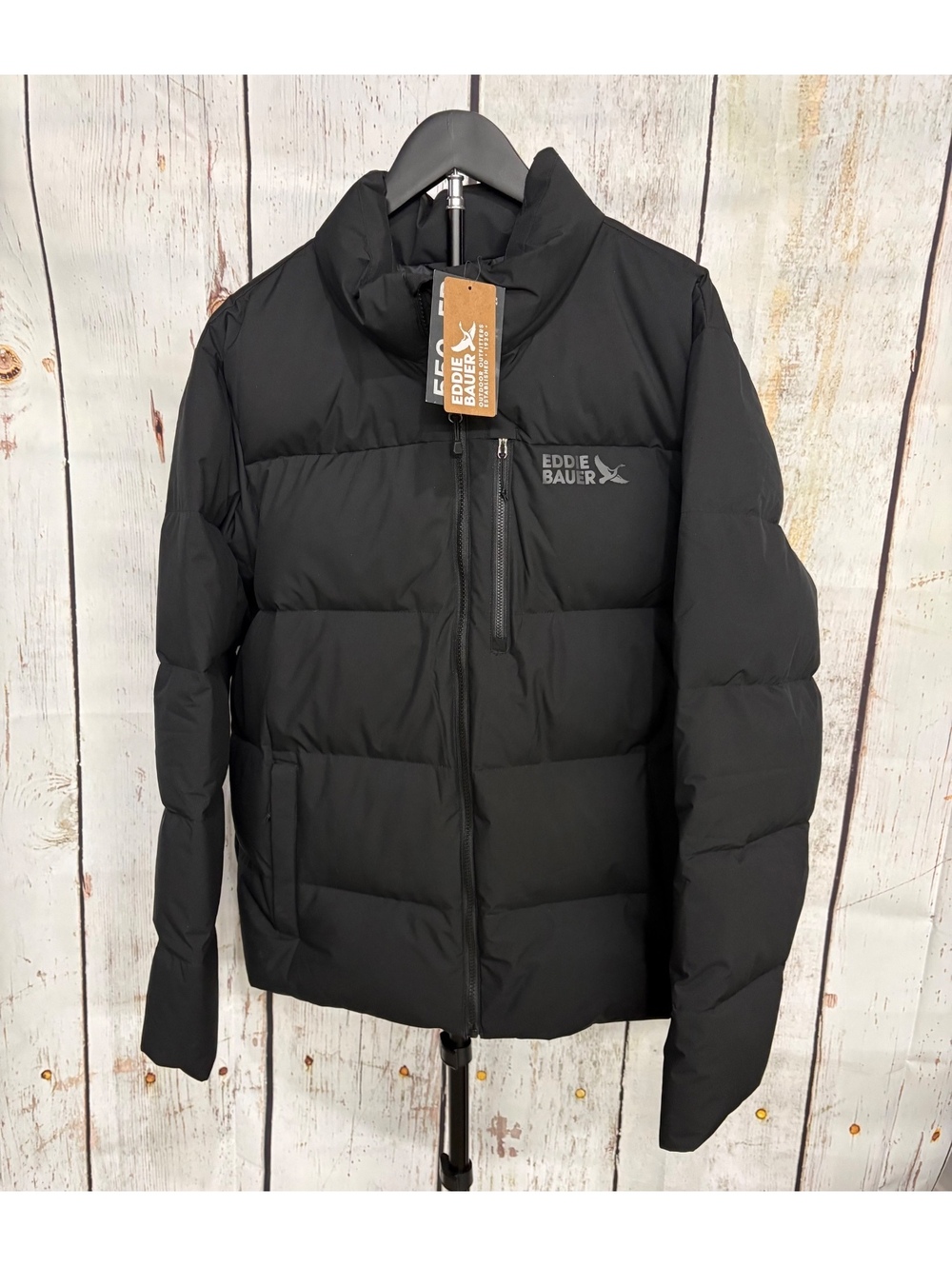 Eddie Bauer Men's Large Black 550 Fill Power Down Insulated Puffer Jacket